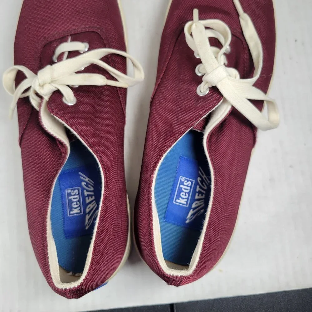 Keds Women Burgundy Lace Up Classic Stretch Athletic Shoes Sneaker Size US 7.5